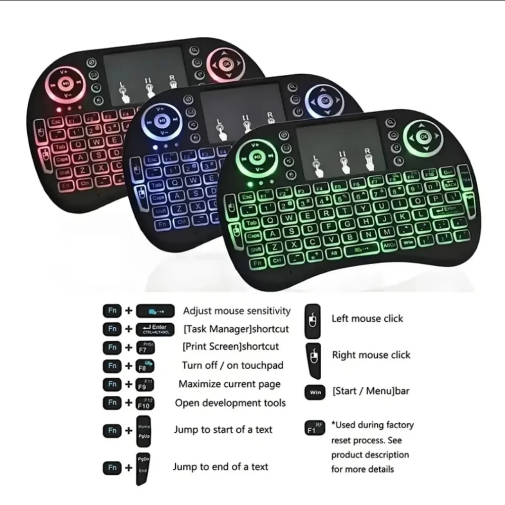 I8 Mini Wireless Keyboard - Ultra Slim Compact Design, 10m Long Range, Quiet